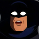 Batman, as he appears in Batman: The Animated Series, looking surprised.